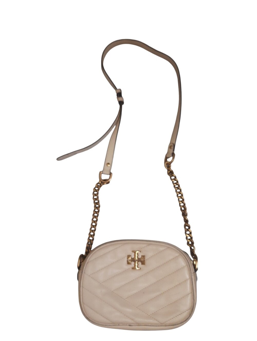 Tory Burch Cream Quilted Crossbody Camera Bag